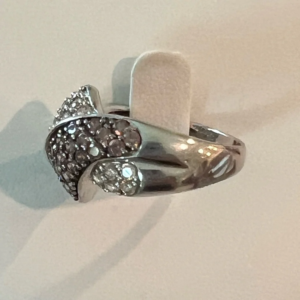 Chocolate and champagne CZ pave sterling silver ring